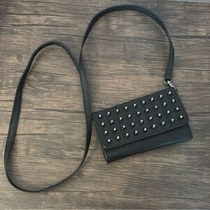 Black studded crossbody bag purse